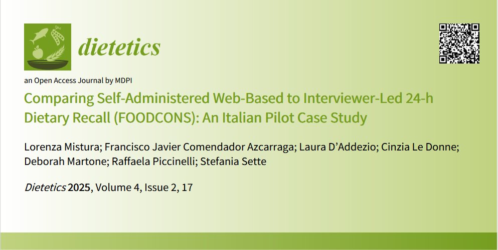 Dietetics_MDPI's tweet image. 📢 New research alert! 🍏 *"Comparing Self-Administered Web-Based to Interviewer-Led 24-h Dietary Recall (FOODCONS): An Italian Pilot Case Study"* is now published.
📄 Read the full open-access paper here: mdpi.com/2674-0311/4/2/…