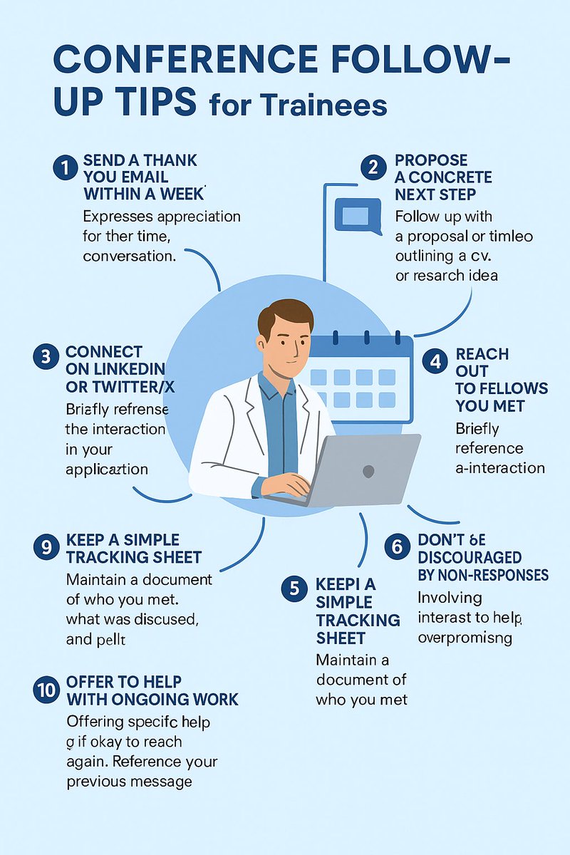 Mariam Naveed, MD (@mn_gimd) on Twitter photo After a big academic meeting like <a href="/DDWMeeting/">Digestive Disease Week</a> , the energy is high—but don’t let the connections fade #DDW2025
10 practical ways to keep the momentum going & turn hallway convos into real opportunities 👇
⚠️ Everyone follows up differently—don’t be discouraged by silence. After a big academic meeting like <a href="/DDWMeeting/">Digestive Disease Week</a> , the energy is high—but don’t let the connections fade #DDW2025
10 practical ways to keep the momentum going & turn hallway convos into real opportunities 👇
⚠️ Everyone follows up differently—don’t be discouraged by silence.
