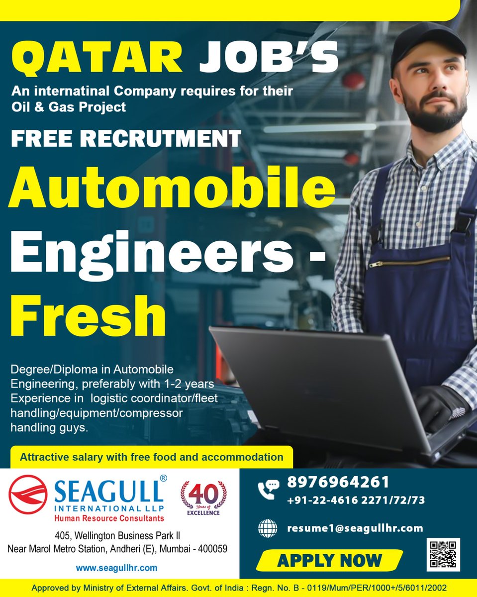 hrd1_seagull's tweet image. 🇶🇦Qatar Jobs 

📍Location - Mumbai

.

.

.

#qatarjobs #seagull #automobileengineer #fresh #oilandgas