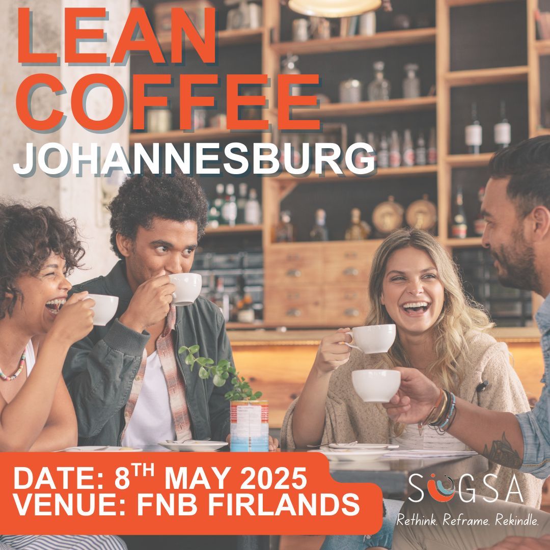 👋 Hey Joburg Agilists! Let’s meet face-to-face for our next Lean Coffee session ☕

📍 @FNB Coffee Shop - FNB Firlands Campus, Johannesburg
🗓️ Thursday, 8 May 2024 
🕘 7:30–9:00 AM SAST

#AgileJohannesburg #LeanCoffee #AgileInPerson #Scrum #AgileMeetup #JohannesburgTech #SUGSA