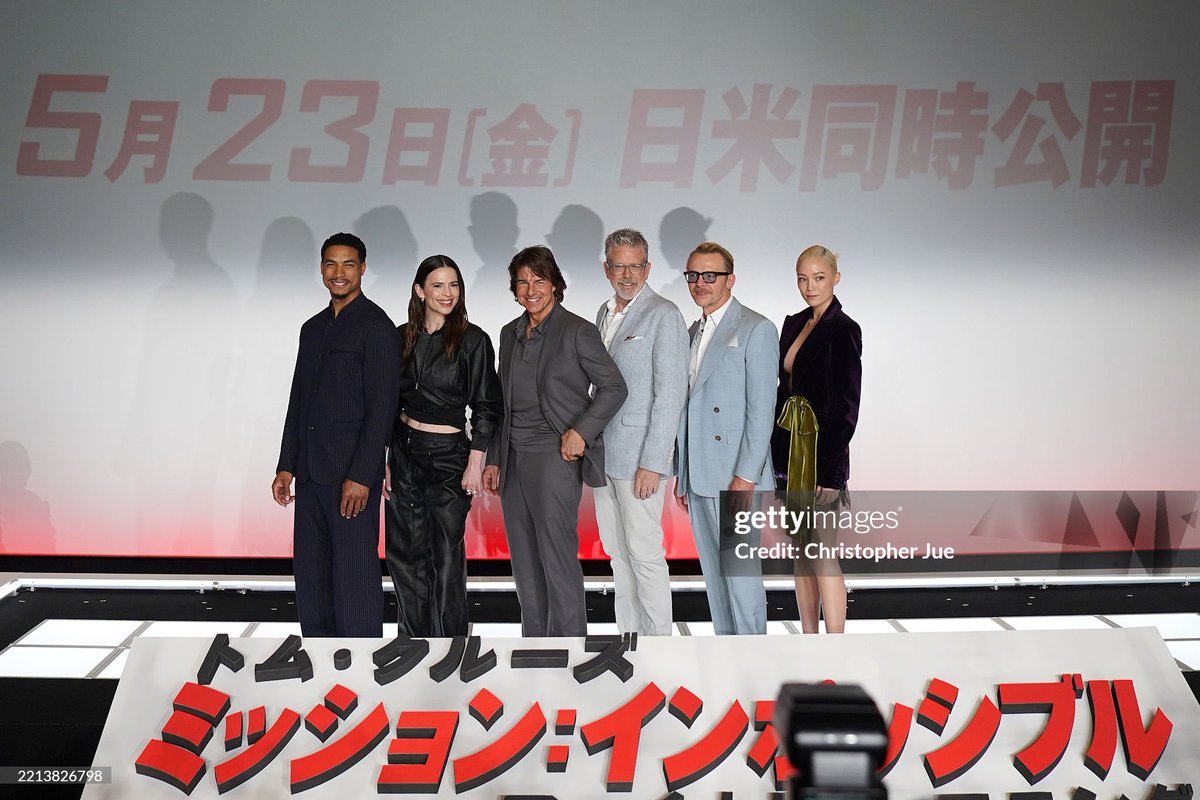coyotezan's tweet photo. Greg Tarzan Davis, Hayley Atwell, Tom Cruise, Christopher McQuarrie, Simon Pegg and Pom Klementieff attend the Mission: Impossible – The Final Reckoning Japan Press Conference

#MissionImpossibleTheFinalReckoning https://t.co/4CSqhfyQ1Z