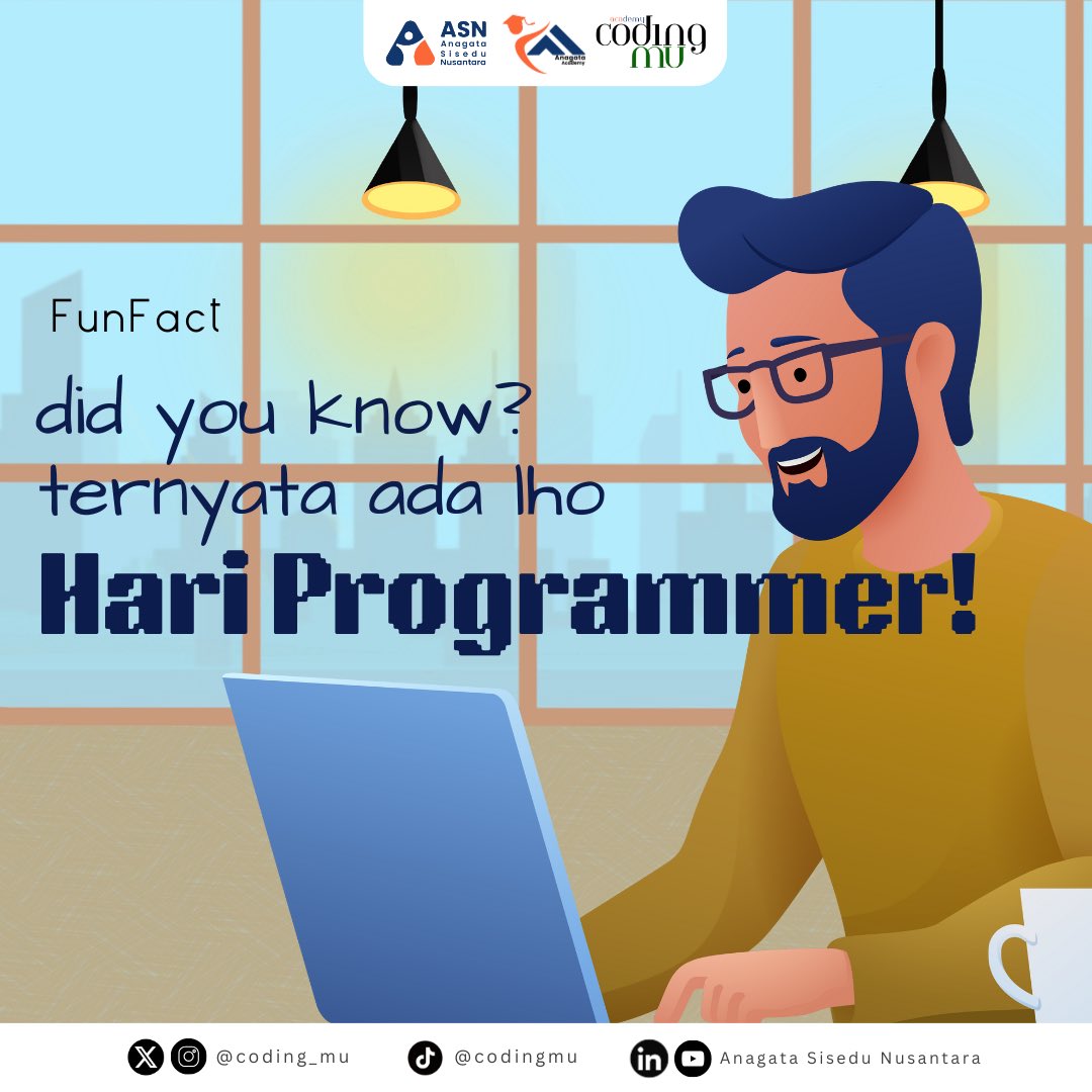 coding_mu's tweet image. Kamu tau nggak sih? Ternyata programmer punya hari spesial juga lho! 🧐

Dan kerennya, dirayakan tiap tanggal 256! 🤯

#ASN #CodingMU #funfact #trivia #edukasi #sejarah #belajar #coding #codingindonesia #programmer #komputer #13september #hariprogrammer