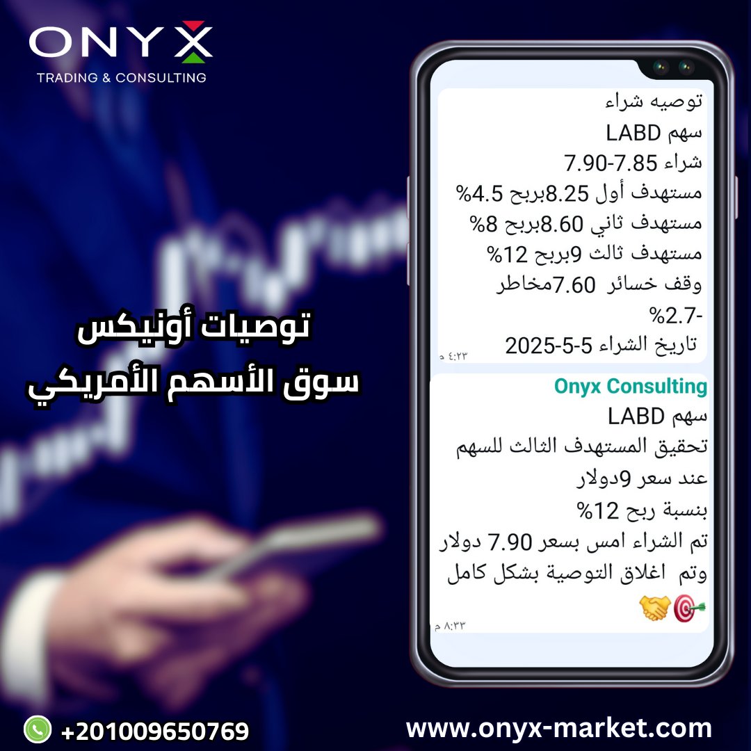 onyx_trading0Eg's tweet image. سهم #LABD🎯

تحقيق المستهدف الثالث للسهم عند سعر 9دولار
بنسبة ربح 12%

تم الشراء أمس بسعر 7.90 #دولار وتم إغلاق #التوصية بشكل كامل🎯🤝

استعد لتحديات التداول 💯 واجعل أرباحك في متناول يديك💪

Telegram
t.me/Ahmed_Onyx2020

-للمزيد من المتابعة انضم إلى قناة التليجرام 🇺🇸…