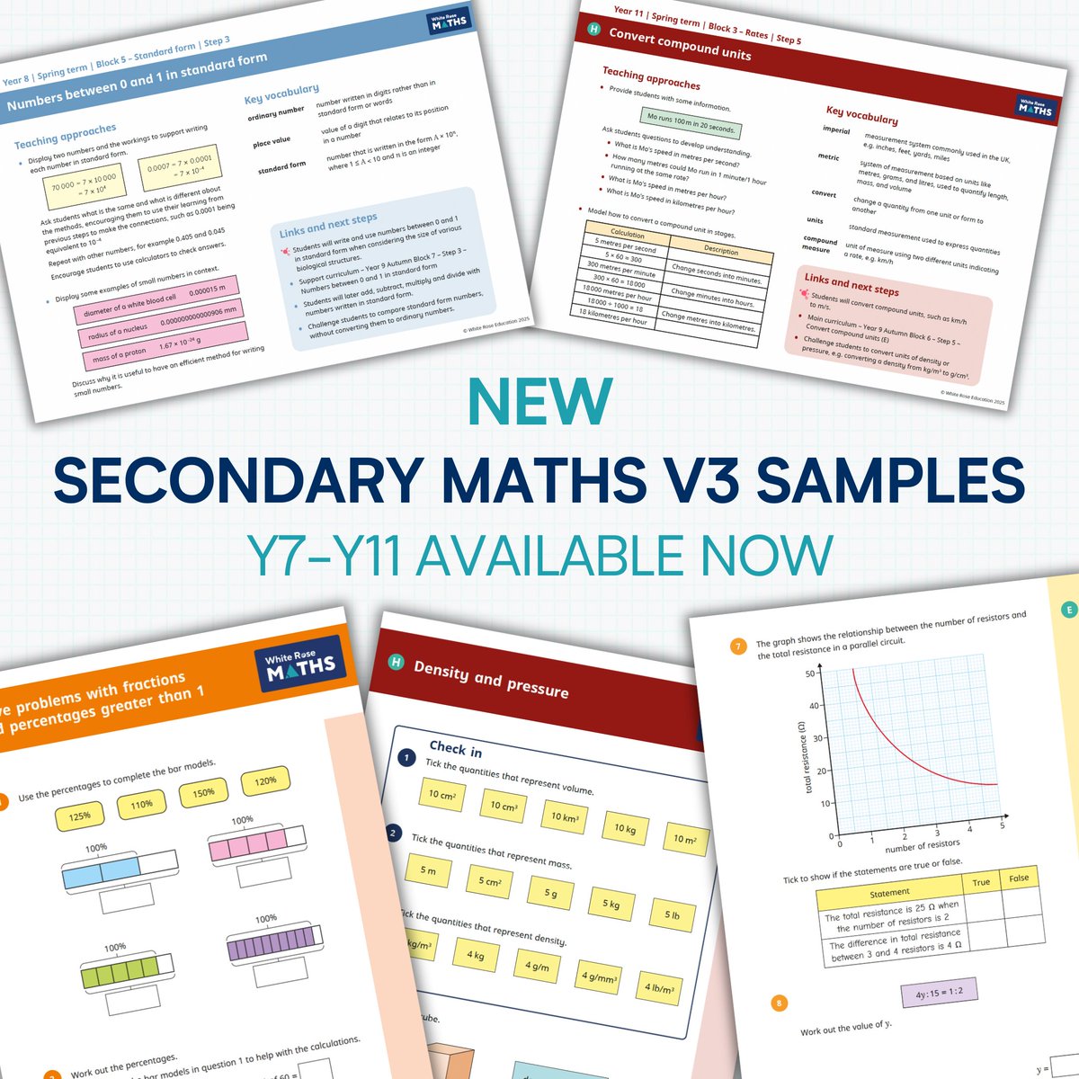V3 samples are available for download- teaching slides, worksheets and more! ⭐️

Our <a href="/WRMathsSec/">White Rose Maths Secondary</a> V3 schemes are coming soon, perfectly aligned with our new secondary science schemes 🧬

Check out sample resources here: eu1.hubs.ly/H0jMnHK0