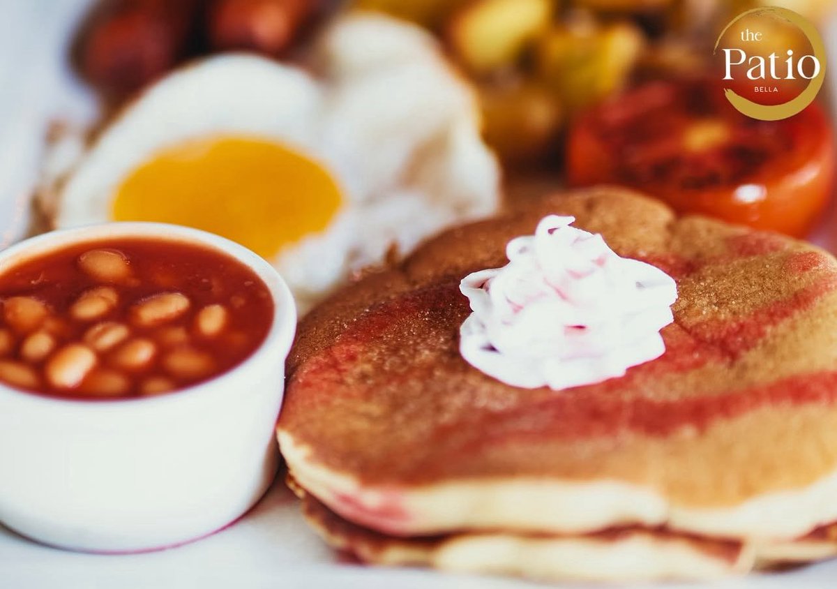 #12DaysOfBreakfast | Day 7: The Twin Pancake Combo🥞
Fluffy pancakes, fresh eggs, sausages, baked beans, and home fries — the perfect morning treat!

Now on @glovo_ug 🛵
#thepatiobella #breakfast