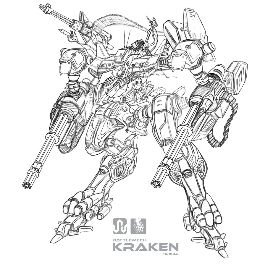 f3rkad's tweet photo. This is my version of the battlemech Kraken, I made this sketch in 1999 but only had chance to complete it until now.
By the way i'm making exclusive art for my Patreon
https://t.co/DByBqaQQOi
#battlemech #battlemech #kraken #3055 #ClanJADEFALCON https://t.co/2SXwNk5B3I