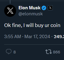 Og $urcoin sitting at 12k mc on pump fun

the only coin the <a href="/elonmusk/">Elon Musk</a> will buy

ca: 

DZD7fcm6QjGm5tUhuyyNo9wvDKVsVvE3PE5793dxp4jp

x.com/elonmusk/statu…