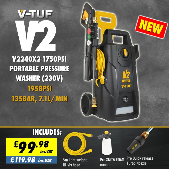 MachineMartUK's tweet image. Blasting away grime has never been easier 💥 The V-TUF V5 Electric Pressure Washer delivers serious cleaning power for your home, car, patio &amp;amp; more. Built tough for every DIY job 💪

👉 Shop now: t.machinemart.co.uk/38mc6z3b

#PressureWasher #CleaningPower #DIYTools #HomeImprovement