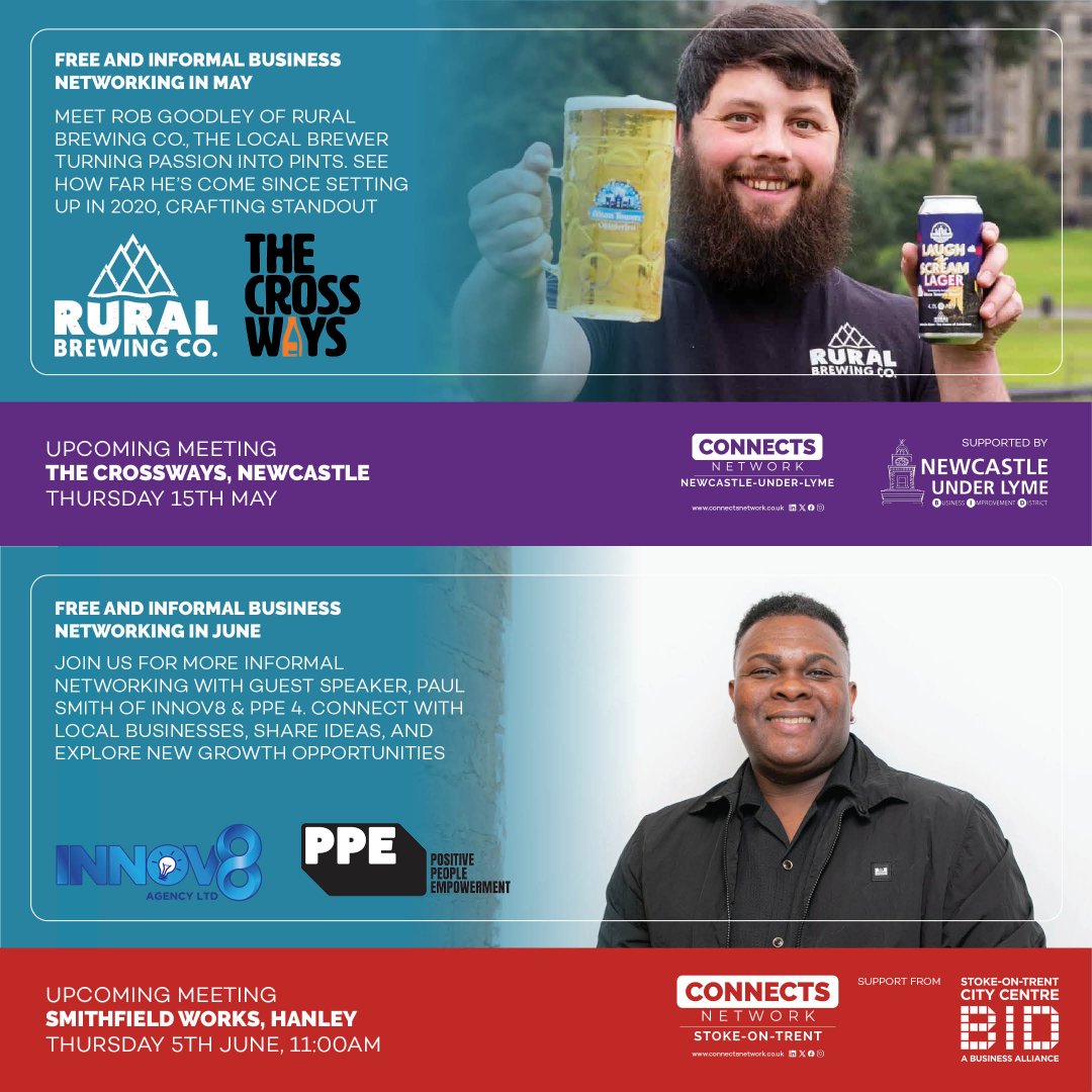 Connects Network is  a free, friendly and informal networking session held twice a month  that welcomes all artists, entrepreneurs, businesses and organisations  based in Staffordshire. Still going strong after over 11 years! 

🎟️eventbrite.co.uk/o/connects-net…