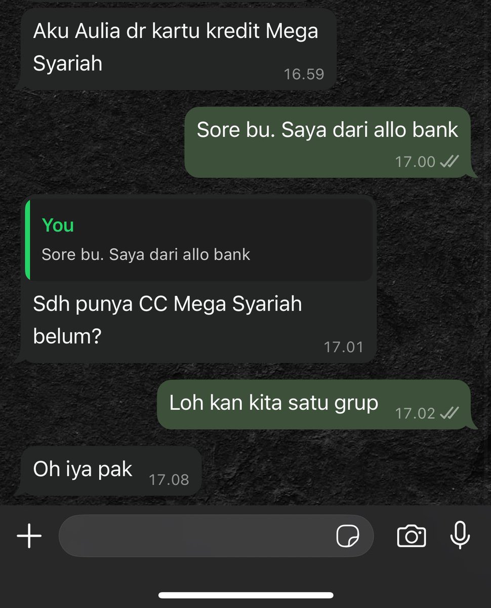 Lalu dia berhenti menawarkan kartu kredit.