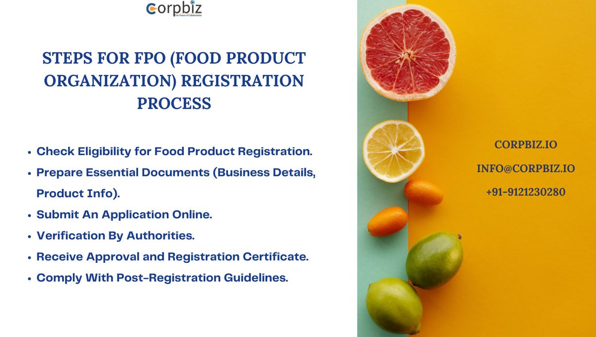 deepak97singh's tweet image. Explore the #FPORegistration Process with a step-by-step guide. Learn how to obtain your #FPOcertificate and certification mark to ensure compliance and quality for your #food products. 
More Info: corpbiz.io/fpo-mark-certi…