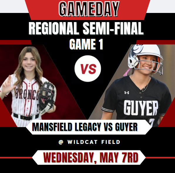 Texas UIL SPORTS (@texasuil_sport) on Twitter photo 🔥🥎 REGIONAL SEMI-FINAL
<a href="/GuyerSoftball/">Guyer Softball</a> vs <a href="/LHSBroncoSB/">Mansfield Legacy Softball</a>
📺Livestream: bit.ly/Z05PSFT
🔹Wednesday, May 7rd
🔹 7p.
<a href="/NatalieMoreaux/">Natalie Moreaux</a> <a href="/GaudioHope/">Hope Gaudio #47 “Lillie”</a> <a href="/BellaMartin50/">Bella Martin</a> <a href="/GHS_Wildcats/">Guyer HS Wildcats</a> <a href="/ReedHeim/">Coach Heim</a> <a href="/rjoyner_33/">Roger Joyner II</a> <a href="/alonso_mya/">Mya Fuentes/Alonso</a> <a href="/CoachNic2110/">Bobby Nicholson</a> <a href="/NatalieMoreaux/">Natalie Moreaux</a> <a href="/shaylagonz26/">Shayla</a> <a href="/RyStinson88/">Ryleigh Stinson</a> 🔥🥎 REGIONAL SEMI-FINAL
<a href="/GuyerSoftball/">Guyer Softball</a> vs <a href="/LHSBroncoSB/">Mansfield Legacy Softball</a>
📺Livestream: bit.ly/Z05PSFT
🔹Wednesday, May 7rd
🔹 7p.
<a href="/NatalieMoreaux/">Natalie Moreaux</a> <a href="/GaudioHope/">Hope Gaudio #47 “Lillie”</a> <a href="/BellaMartin50/">Bella Martin</a> <a href="/GHS_Wildcats/">Guyer HS Wildcats</a> <a href="/ReedHeim/">Coach Heim</a> <a href="/rjoyner_33/">Roger Joyner II</a> <a href="/alonso_mya/">Mya Fuentes/Alonso</a> <a href="/CoachNic2110/">Bobby Nicholson</a> <a href="/NatalieMoreaux/">Natalie Moreaux</a> <a href="/shaylagonz26/">Shayla</a> <a href="/RyStinson88/">Ryleigh Stinson</a>
