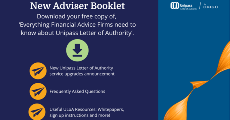 Origo_Services's tweet photo. New Free Booklet Alert! 🚨 📖

Why read it?

To reveal key service enhancements to Unipass Letter of Authority and help advisers get the most out of the revolutionary way to LoA.

View now: https://t.co/yLtg9qMUzu