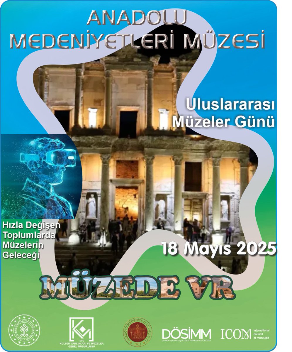 UNESCO'nun bu yıl ki mottosu "Hızla Değişen Toplumlarda Müzelerin Geleceği"ile ifade edilmiştir.

Müzelerin Geleceğinde yer alan VR Teknolojisi ile 18 Mayıs Müzeler Gününde Türkiye'nin Kültürel zenginliklerini deneyimleyebileceksiniz.

Bekleriz Efendim...