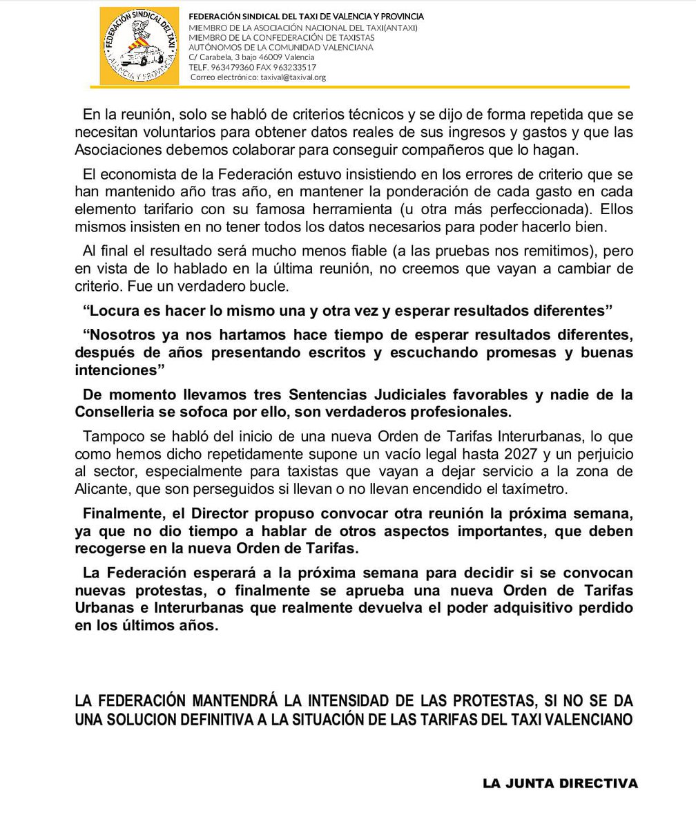 🆕 La Justicia sigue dando la razón al #TaxiEnLucha 👉 las acciones de los últimos años de <a href="/GVAMediAmbient/">GVA Medi Ambient Infraestructures Territori</a> han venido minando el poder adquisitivo de los miembros del sector.

🚖🪧 Nosotros continuaremos con las protestas hasta que se tomen medidas para solventar la situación.