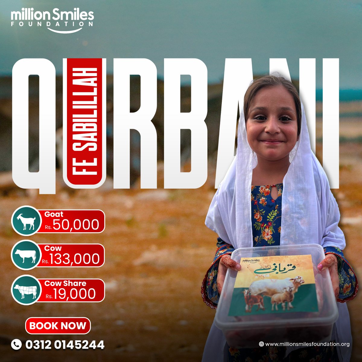 This Eid-ul-Adha, your Qurbani is more than a gift; Give through Million Smiles Foundation — because sometimes, your act of kindness can restore faith and bring back SMILES.

#MillionSmilesFoundation #SmilesforHumanity #QurbaniWithMSF #Qurbani2025
