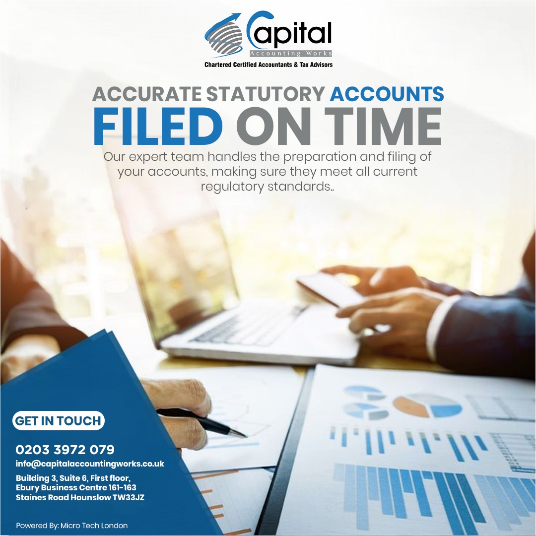 Accountants1UK's tweet photo. Stay compliant with ease! Our expert team ensures your statutory accounts are prepared and filed on time, meeting all regulatory standards. ✅📅                                                #capitalaccountingworks #businesssupport #statutoryaccounts #accountingservices https://t.co/ZGbkXovbw3
