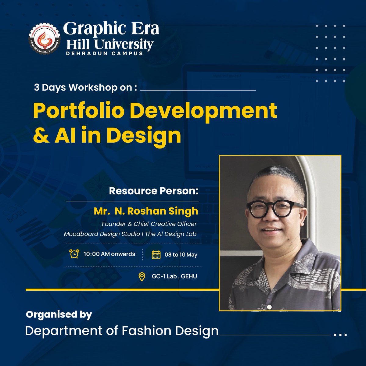 gehudehradun's tweet image. Calling all B Des (FD) Sem 4 &amp;amp; 6 students! The Department of Fashion Design presents a unique 3-day workshop opportunity to gain essential skills for success.

#FutureofDesign #DesignCareer #StudentOpportunity #AItools #DesignInnovation #Upskill #FashionStudents