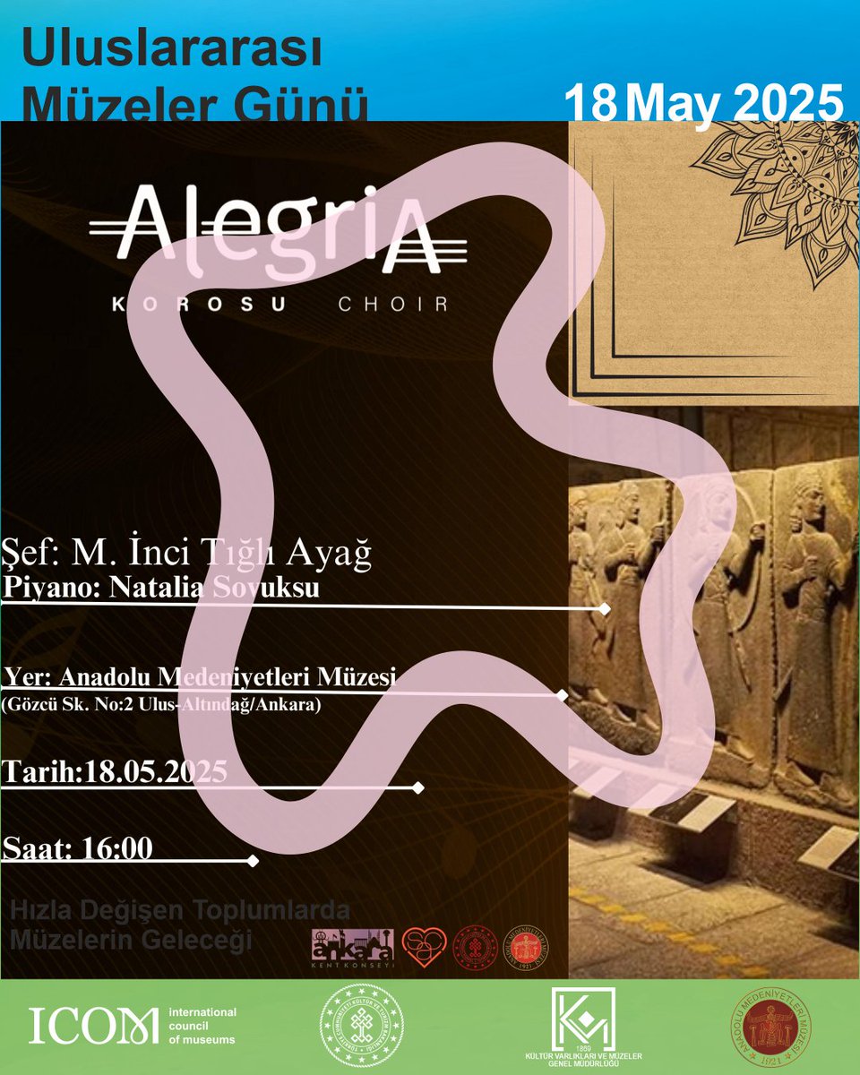 UNESCO'nun bu yıl ki mottosu "Hızla Değişen Toplumlarda Müzelerin Geleceği"ile ifade edilmiştir.

Sizde18 Mayıs Müzeler Gününde Alegria Konseri ile Müzelerin Değişimine şahit olun.

Bekleriz Efendim...