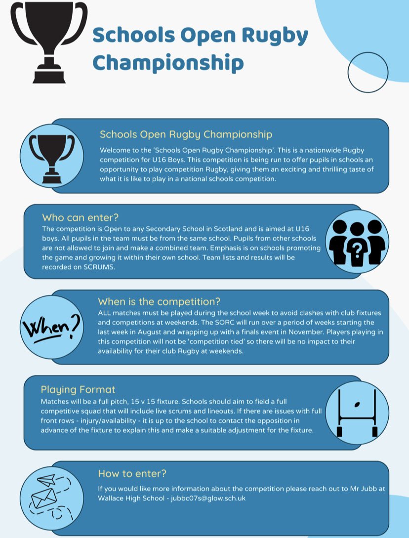 Calling all Schools!

Sending an invite to a new &amp; exciting U16 boys 🏉 competition🏆 

If you think your school has what it takes to be victorious - sign up! ✍️ 

See the poster for full details on how to enter &amp; please share this with as many rugby enthusiasts as you can. 🏉🏉