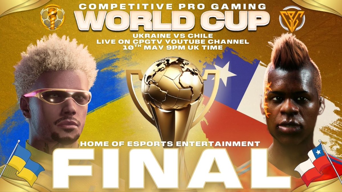 Competitive Pro Gaming (@cpg__esports) on Twitter photo ⭐🏆🌍 Ukraine vs <a href="/anfv_chile/">ANFV CHILE</a> in the CPG World Cup Final! Live on our YouTube Channel this Saturday at 9PM UK Time.
Join us live to celebrate eSports, and the culmination of has been a beautiful and very entertaining World Cup in the Home of eEports Entertainment! ⭐🏆🌍 Ukraine vs <a href="/anfv_chile/">ANFV CHILE</a> in the CPG World Cup Final! Live on our YouTube Channel this Saturday at 9PM UK Time.
Join us live to celebrate eSports, and the culmination of has been a beautiful and very entertaining World Cup in the Home of eEports Entertainment!