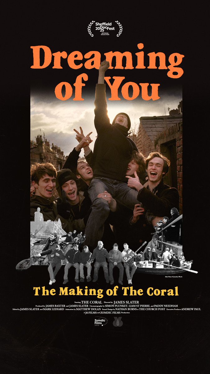 The Coral (@thecoralband) on Twitter photo We're proud to announce that 'Dreaming Of You', James Slater's <a href="/thewildoutdoors/">james slater</a> film about us, and the journey to our debut album, is having it's World Premiere at this year’s #SheffDocFest2025 (1/3) We're proud to announce that 'Dreaming Of You', James Slater's <a href="/thewildoutdoors/">james slater</a> film about us, and the journey to our debut album, is having it's World Premiere at this year’s #SheffDocFest2025 (1/3)