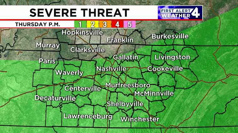 Low end risk of a strong thunderstorm tomorrow afternoon and evening.
No tornado threat but any storm could produce heavy rain, gusty wind and maybe even some hail
#FirstAlert #severewx #tnwx #kywx