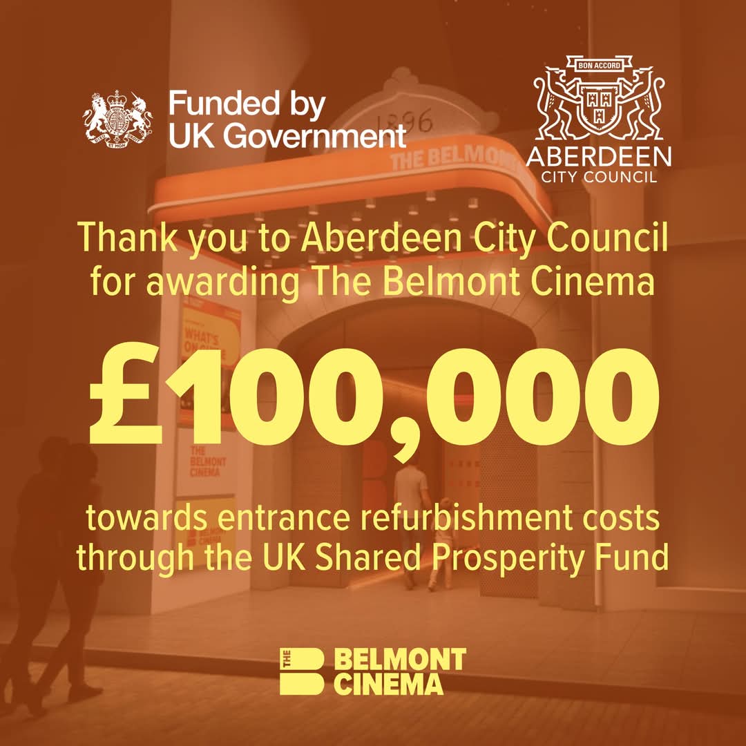 We're very grateful to <a href="/AberdeenCC/">Aberdeen City Council</a> for awarding The Belmont Cinema £100,000 from the UK Government’s Shared Prosperity Fund at today's meeting of the Finance and Resources Committee 🧡

Read more here: belmontcinema.co.uk/latest/belmont…