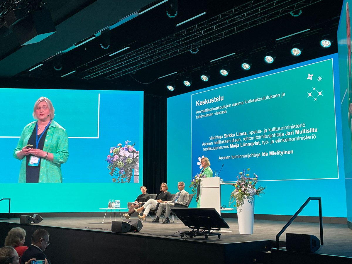 Arene (@arene_ry) on Twitter photo AMK-päivien paneelissa oli aiheena korkeakoulujen visio. Panelisteina toimivat ylijohtaja Sirkku Linna (<a href="/okmfi/">Opetus- ja kulttuuriministeriö</a>) , teollisuusneuvos Maija Lönnqvist (<a href="/TEM_uutiset/">TEM</a>) ja rehtori Jari Multisilta. Keskustelua veti Arenen toiminnanjohtaja <a href="/IdaMielityinen/">Ida Mielityinen</a>. AMK-päivien paneelissa oli aiheena korkeakoulujen visio. Panelisteina toimivat ylijohtaja Sirkku Linna (<a href="/okmfi/">Opetus- ja kulttuuriministeriö</a>) , teollisuusneuvos Maija Lönnqvist (<a href="/TEM_uutiset/">TEM</a>) ja rehtori Jari Multisilta. Keskustelua veti Arenen toiminnanjohtaja <a href="/IdaMielityinen/">Ida Mielityinen</a>.