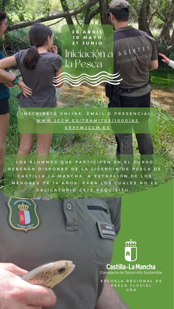 Parque Natural de la Serranía de Cuenca (@pserraniacuenca) on Twitter photo Este sábado 10 de mayo, en la Escuela Regional de Pesca, ubicada en Uña 💦 <a href="/pSerraniaCuenca/">Parque Natural de la Serranía de Cuenca</a>
Jornadas de iniciación a la pesca, 🐟🎣para pequeños y mayores
Inscripciones 👇
jccm.es/sede/tramite/4… Este sábado 10 de mayo, en la Escuela Regional de Pesca, ubicada en Uña 💦 <a href="/pSerraniaCuenca/">Parque Natural de la Serranía de Cuenca</a>
Jornadas de iniciación a la pesca, 🐟🎣para pequeños y mayores
Inscripciones 👇
jccm.es/sede/tramite/4…