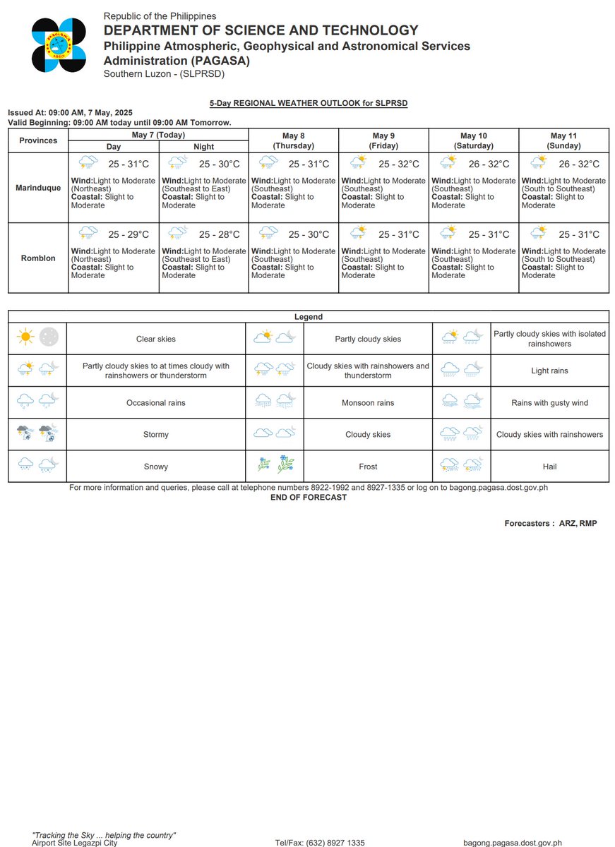 eggwardjwx's tweet photo. 5-DAY REGIONAL WEATHER OUTLOOK for #SL_PRSD
Issued At: 09:00 AM, 07 May 2025
Valid Beginning: 09:00 AM today until 09:00 AM tomorrow https://t.co/5EVwru8YSp