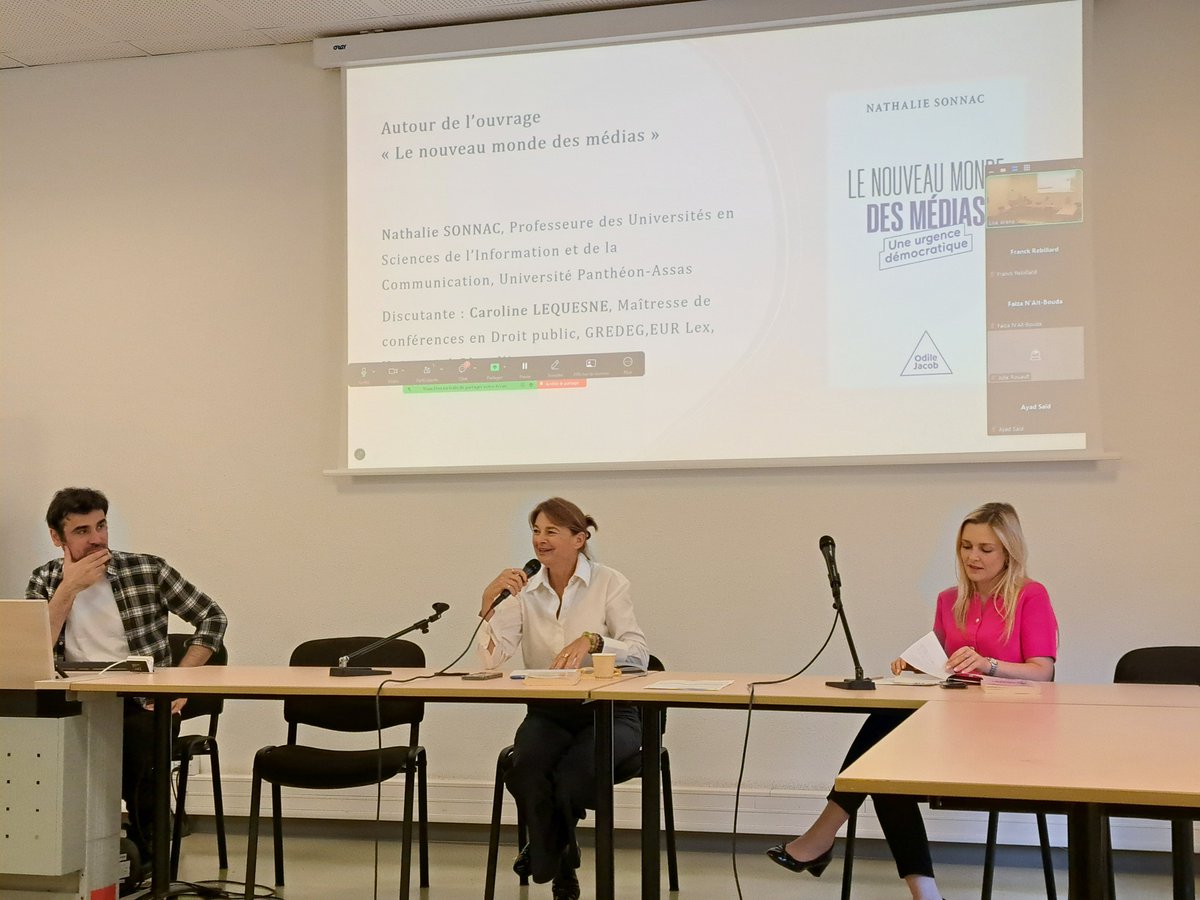 Frédéric Marty (@fred_marty) on Twitter photo Présentation par <a href="/nsonnac/">Nathalie Sonnac</a> de son ouvrage "Le nouveau monde des médias" et discussion par <a href="/C_LeqRth/">Caroline Lequesne</a> dans le cadre de la journée d'études "la responsabilité des médias se dilue-t-elle dans l'IA" à la MSHS Sud Est
<a href="/CNRS_DR20/">CNRS Côte d’Azur</a>
gredeg.univ-cotedazur.fr/la-responsabil… Présentation par <a href="/nsonnac/">Nathalie Sonnac</a> de son ouvrage "Le nouveau monde des médias" et discussion par <a href="/C_LeqRth/">Caroline Lequesne</a> dans le cadre de la journée d'études "la responsabilité des médias se dilue-t-elle dans l'IA" à la MSHS Sud Est
<a href="/CNRS_DR20/">CNRS Côte d’Azur</a>
gredeg.univ-cotedazur.fr/la-responsabil…