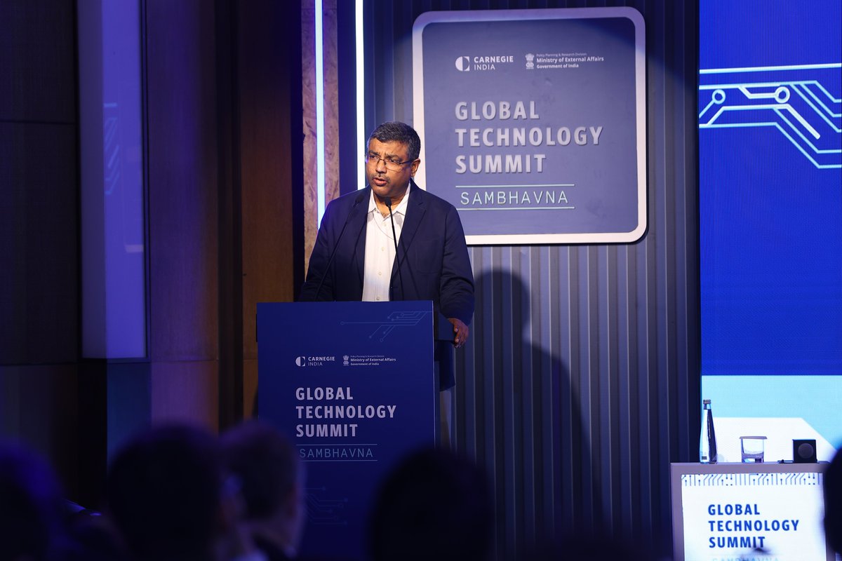 CarnegieIndia's tweet image. In his keynote “India’s AI Summit &amp;amp; the Road Ahead” at the #GlobalTechSummit, @SecretaryMEITY called for a multi-stakeholder, globally collaborative #AI Summit one that shares real-world, inclusive impact stories. He also outlined India’s pragmatic, startup-driven approach to…