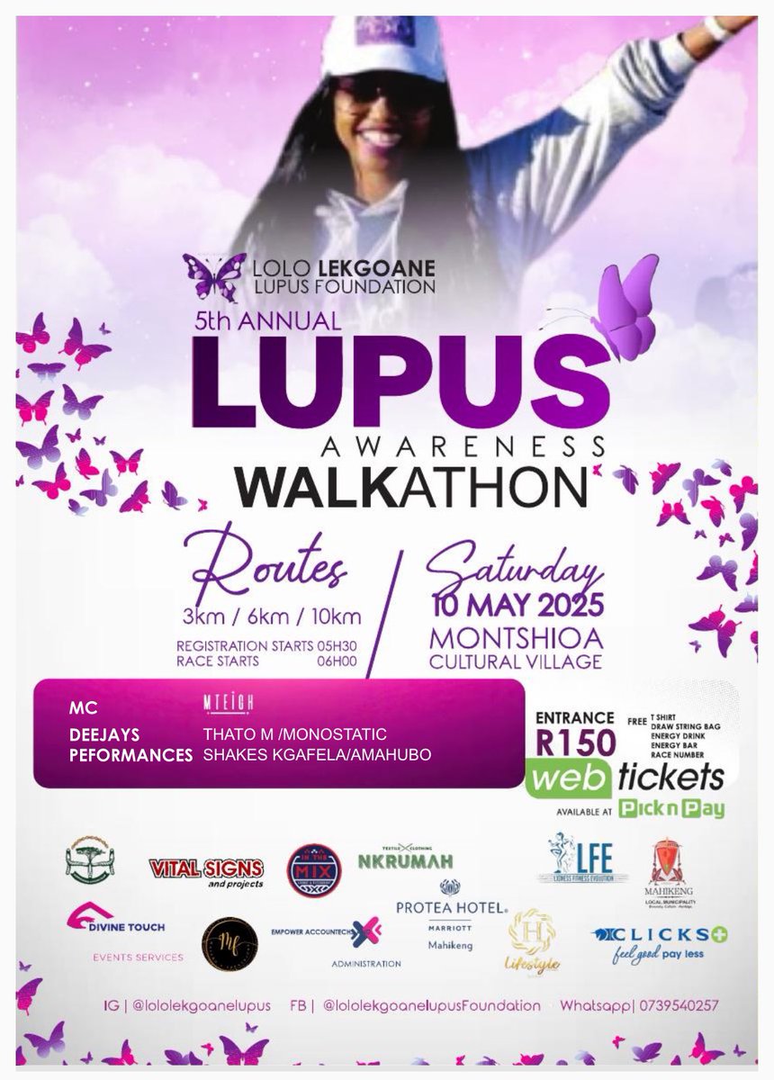 Lololek's tweet photo. 3 DAYS TO GO  UNTIL THE 5th ANNUAL LUPUS AWARENESS WALKATHON IN MAFIKENG #LupusAwarenessMonth #MacG #UthandoNesithembu https://t.co/QXG6Orvla8