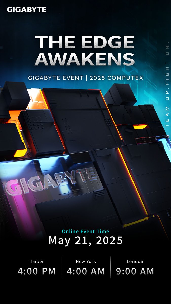 🚨 The countdown begins. GIGABYTE is taking COMPUTEX 2025 to the edge.  ⚡ Witness next-gen AI performance. 📅 May 21.  Join us online for the global launch event. 🔥 Don’t miss a moment.  Follow @aorus_official for real-time updates during COMPUTEX.  📌 Save the date. Be there