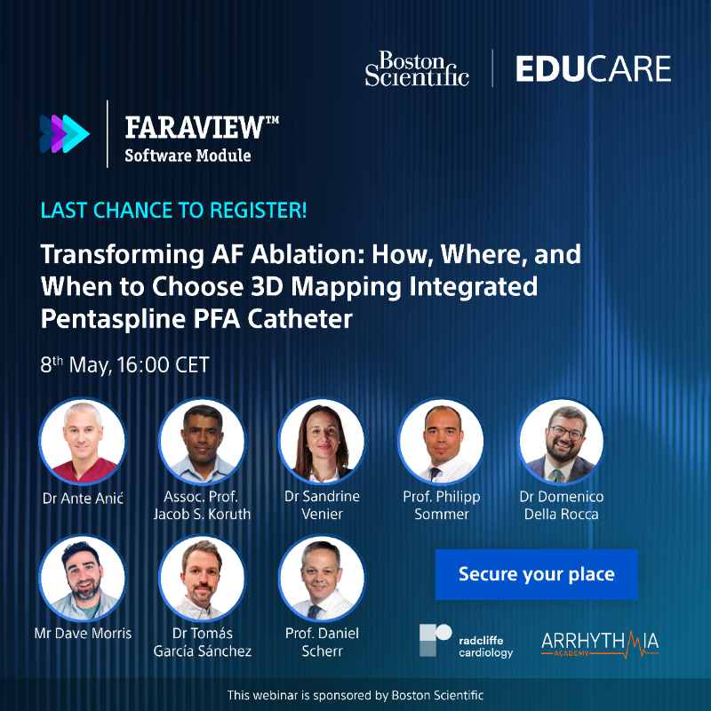 Boston Scientific EMEA - Cardiology (@bsc_eu_heart) on Twitter photo ⏳ One day to go!​
On 8 May at 16:00 CET, explore mapping software, lesion biophysics & workflow strategies for #PFA in this expert-led session.​
Apply insights to PVI, redo & complex #AFib cases.​
▶️ Join live!
#Epeeps #MedEd
<a href="/AnteAnic4/">Ante Anic</a> <a href="/Phiso_de/">Philipp Sommer</a> @Dogi84md <a href="/DanielScherr3/">Daniel Scherr</a> ⏳ One day to go!​
On 8 May at 16:00 CET, explore mapping software, lesion biophysics & workflow strategies for #PFA in this expert-led session.​
Apply insights to PVI, redo & complex #AFib cases.​
▶️ Join live!
#Epeeps #MedEd
<a href="/AnteAnic4/">Ante Anic</a> <a href="/Phiso_de/">Philipp Sommer</a> @Dogi84md <a href="/DanielScherr3/">Daniel Scherr</a>