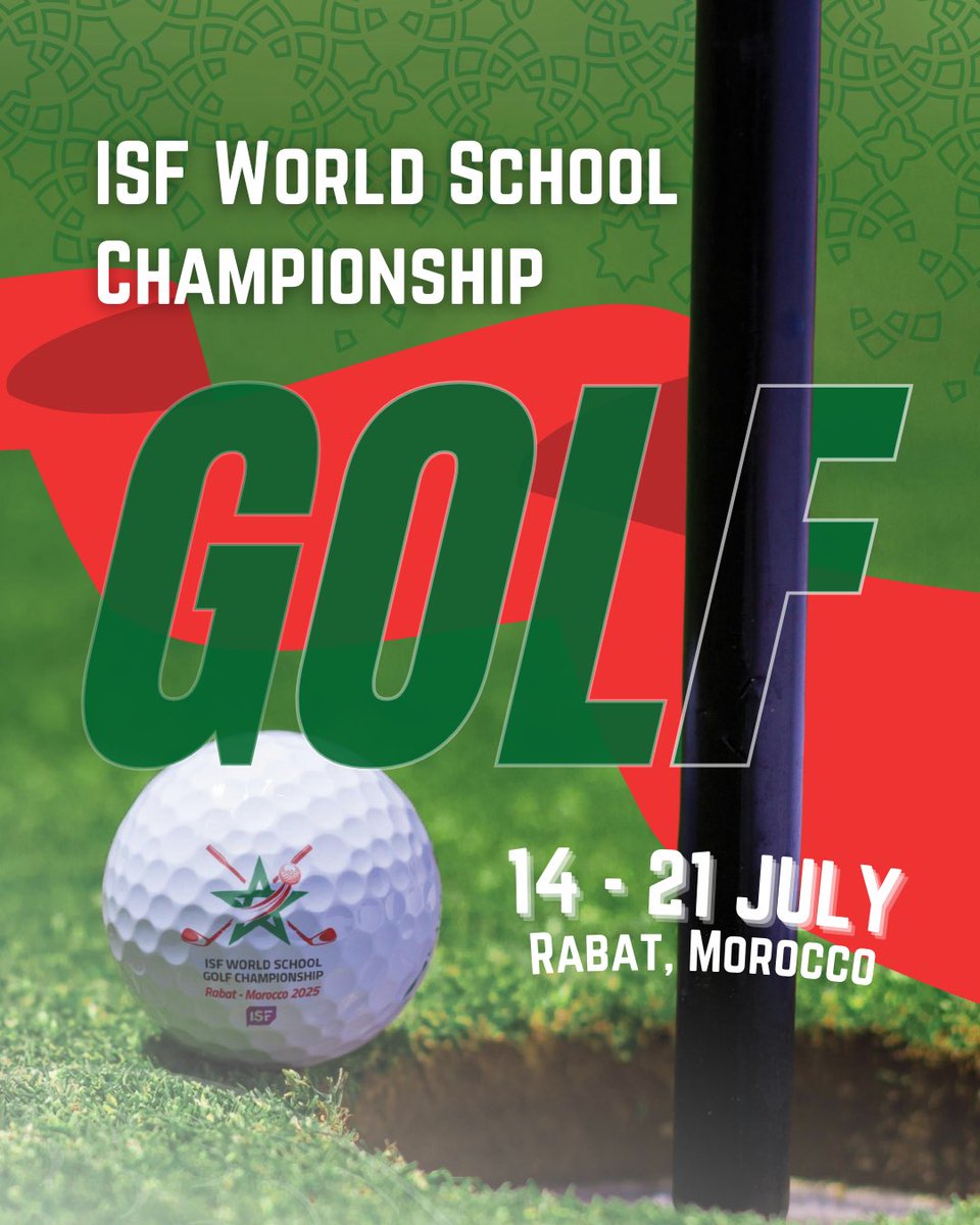 ISF World School Golf Championship 2025 🏌️‍♀️

Join young athletes from around the world this July in Rabat, Morocco.
Registration closes May 15—secure your place now: 

🔗 events.isfsports.org

#ISFgolf #YouthGolf #Morocco2025 #SchoolSports