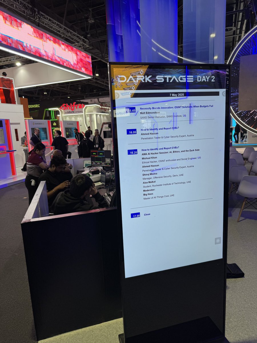 Matt Edmondson (@matt0177) on Twitter photo Starting off day two at <a href="/GISECGlobal/">GISEC GLOBAL</a> by watching <a href="/robtlee/">Rob T. Lee</a> on an AI for critical infrastructure panel and getting ready for my talk this afternoon. Starting off day two at <a href="/GISECGlobal/">GISEC GLOBAL</a> by watching <a href="/robtlee/">Rob T. Lee</a> on an AI for critical infrastructure panel and getting ready for my talk this afternoon.