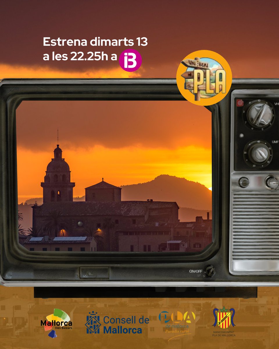 📺 Un Bon Pla arriba dimarts 13 de maig a les 22:25h a IB3!
Una mirada al cor del Pla de Mallorca a través dels seus 14 municipis💚 Cultura, natura i vida local en estat pur. No t’ho perdis cada setmana
!
#UnBonPla #PlaDeMallorca #AmbEssència #mancomunitatplademallorca