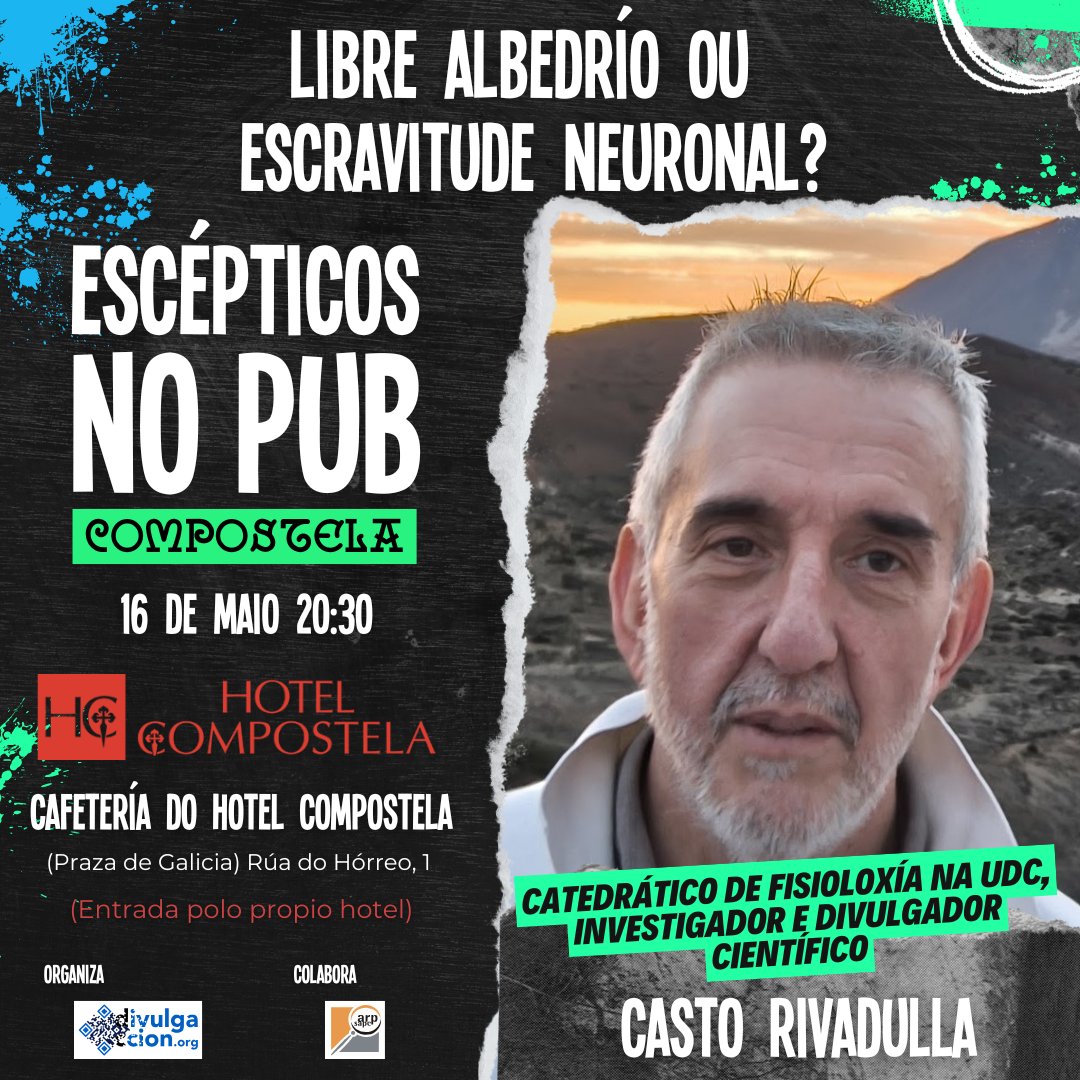 EEEPCompostela's tweet image. Como andas de libre albedrío?

Ven falar con Casto Rivadulla o vindeiro venres 16 de maio ás 20:30 no Hotel Compostela. Se as túas neuronas che deixan, claro.