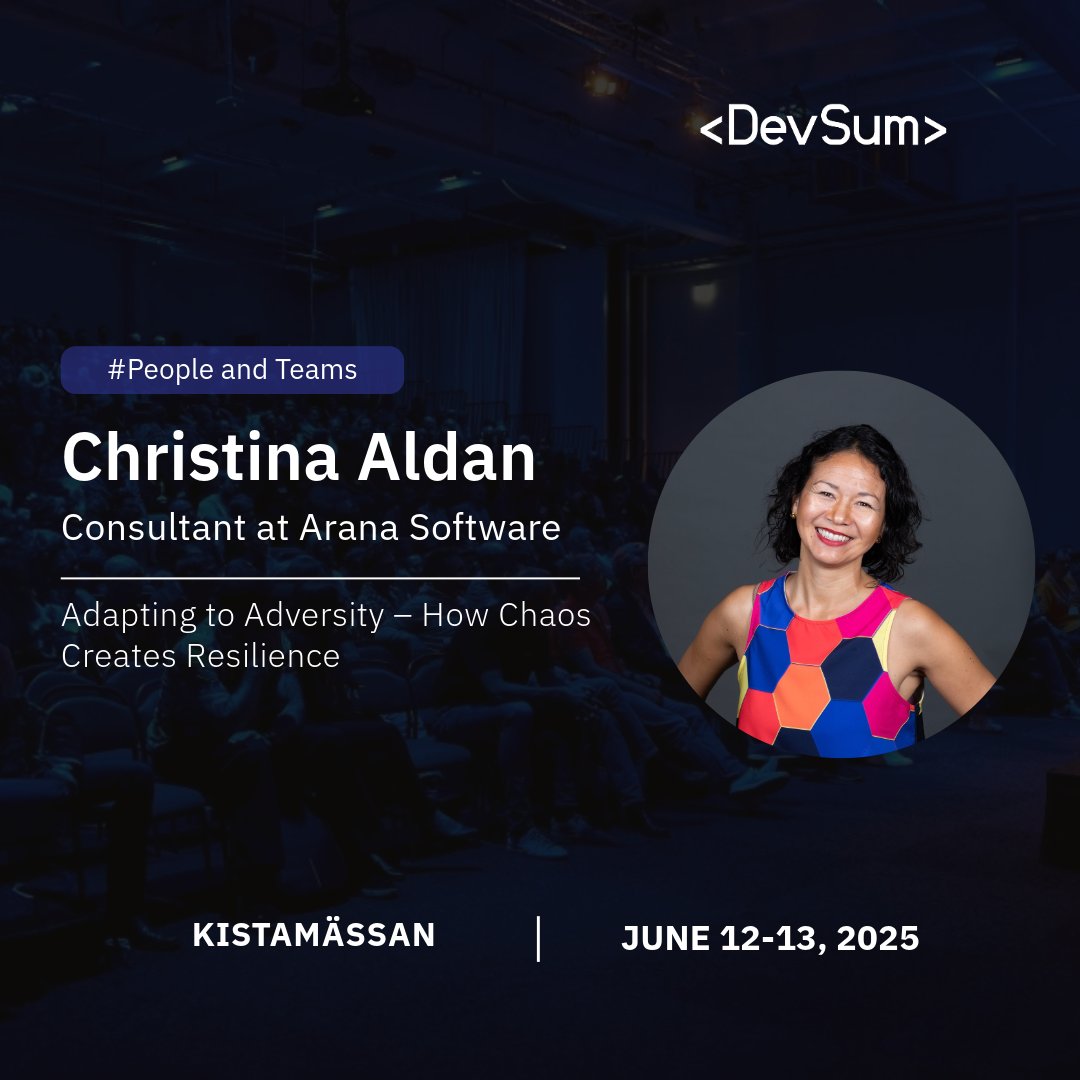 🎤 At #DevSum2025, Christina Aldan will explore how chaos can fuel growth – and how emotional resilience turns adversity into opportunity.

Learn tools to build resilience, reframe challenges &amp; create your own luck.

📍 Stockholm, June 12–13