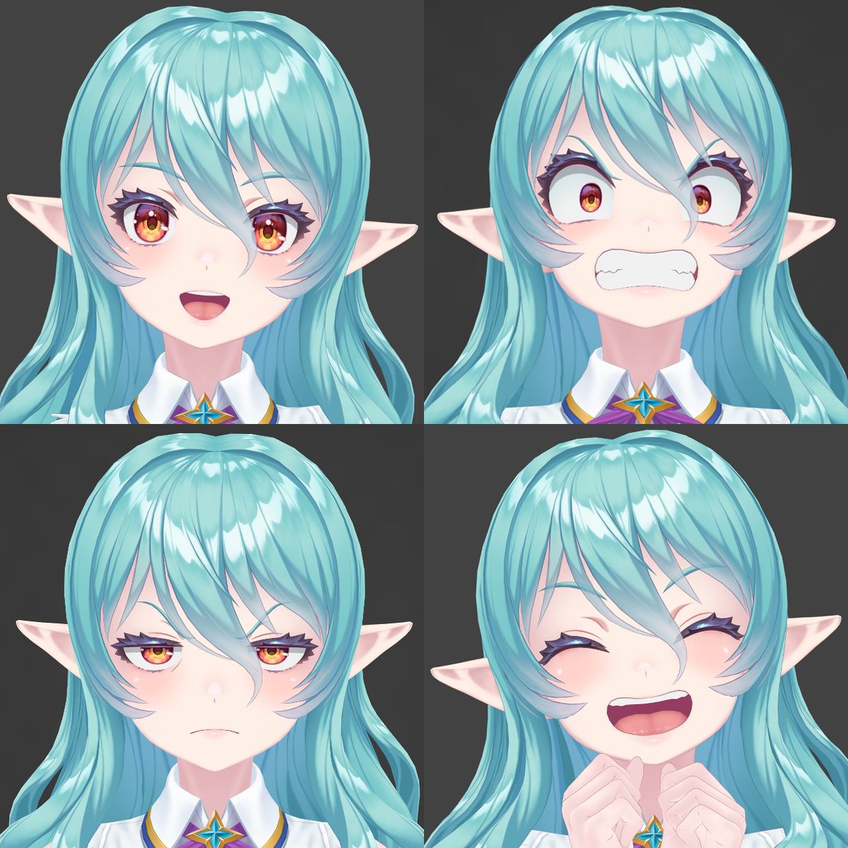 しばらく表情のシェイプキーを作る日々、感情を宿していっている。
#Blender