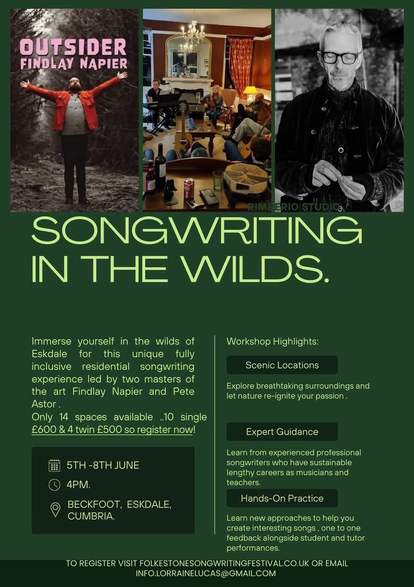 I’m tutoring a #songwriting #retreat in beautiful Easdale in the Lake District with <a href="/PeteAstor/">Pete Astor</a> There are a few places left. NB: Some attendees have asked if we could set up <a href="/Clearpay_UK/">Clearpay</a> to spread the cost. Done ✅ #songwriting #LakeDistrict #retreat