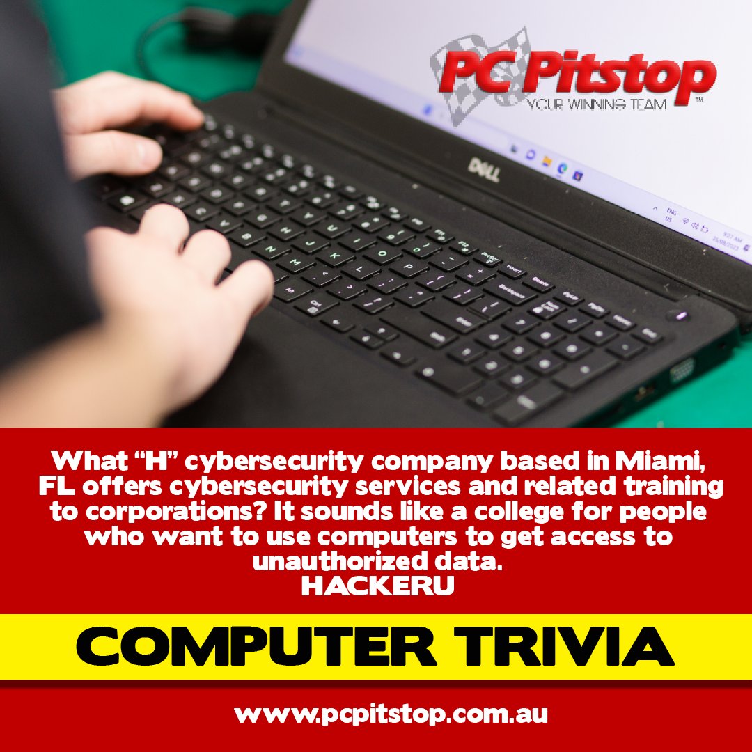 pcpitstopaus's tweet image. Test your tech knowledge and share this trivia with a mate! Need robust cybersecurity for your business? Contact PC Pitstop for our award-winning Business IT Support - Cybersecurity service today!
#PCPitstop #ComputerTrivia #Cybersecurity #PortMacquarie