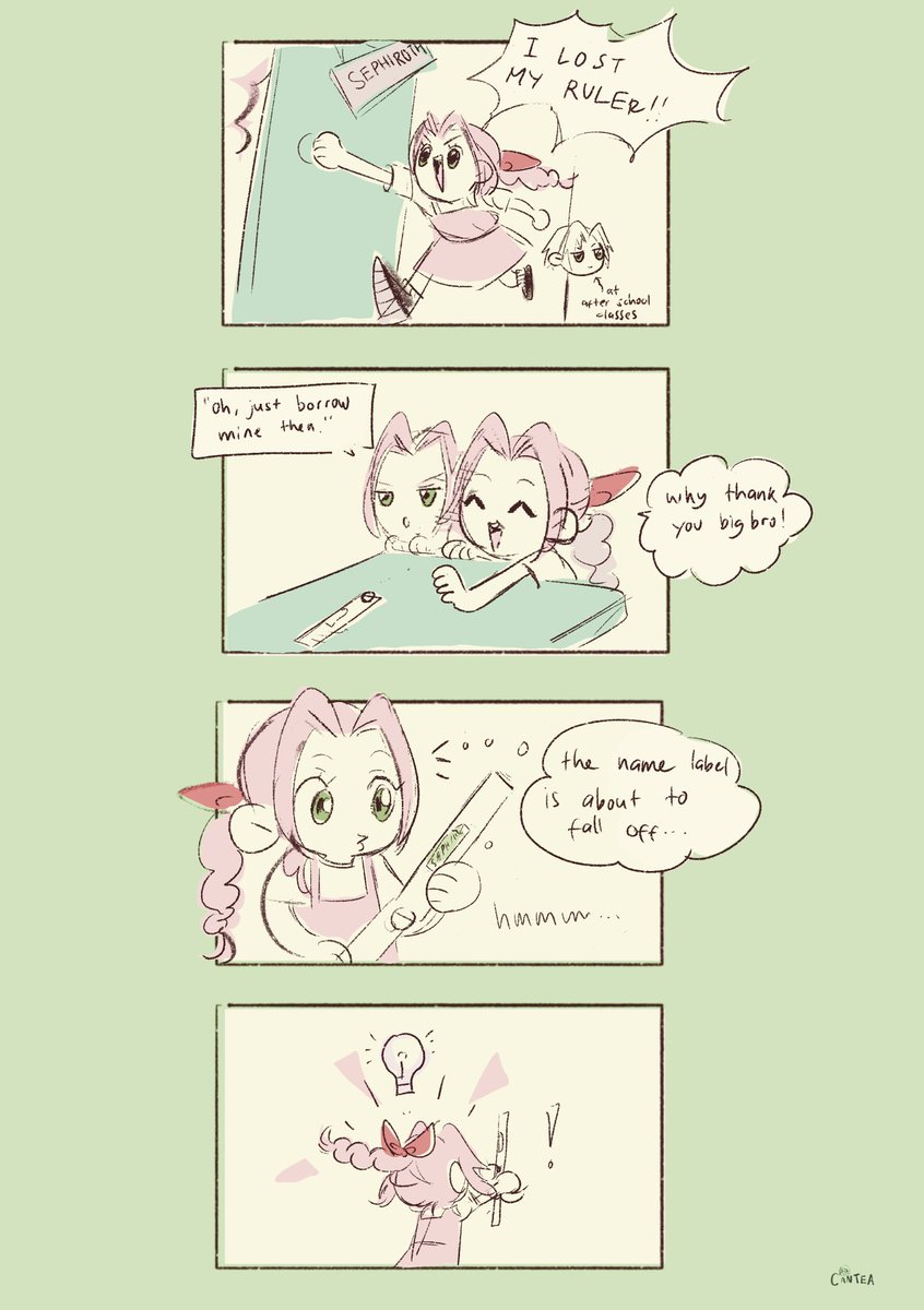 canteatea's tweet photo. Just another day of having Aerith as your little sister https://t.co/hERywbJjwP