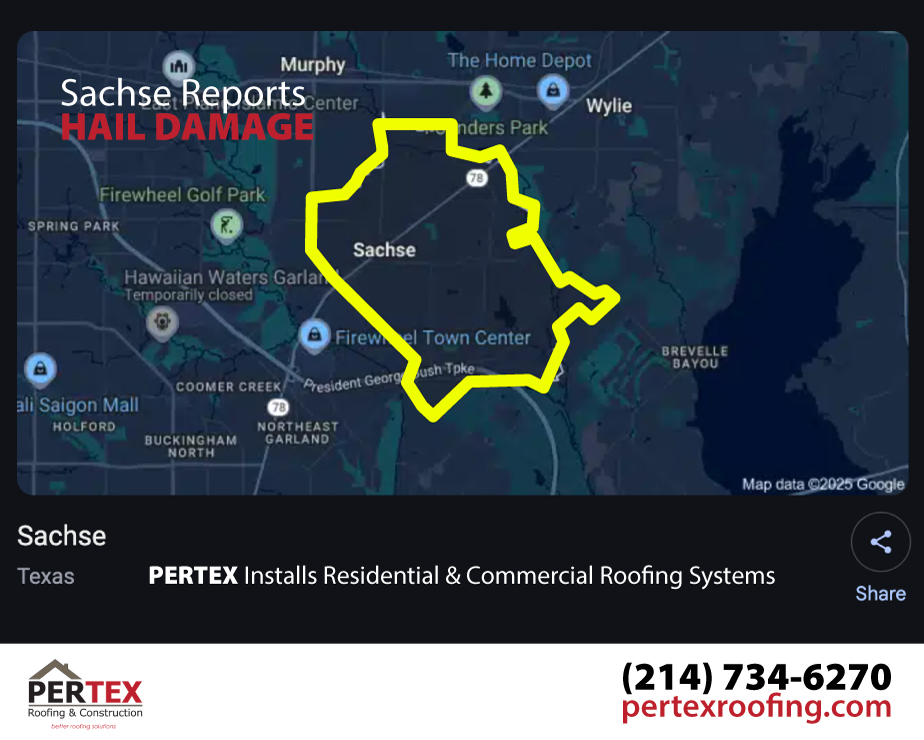 pertexroofing's tweet photo. We're getting reports of large hail damaged homes and businesses in Sachse, TX – https://t.co/DY1Rmzg1s3

PERTEX Installs Residential &amp; Commercial Roofing Systems –  over 20 years.
#sachsetx #haildamage #roofingcontractor #roofing #residential #commercialroofing #whatthehail https://t.co/JMoH3z9H7Y