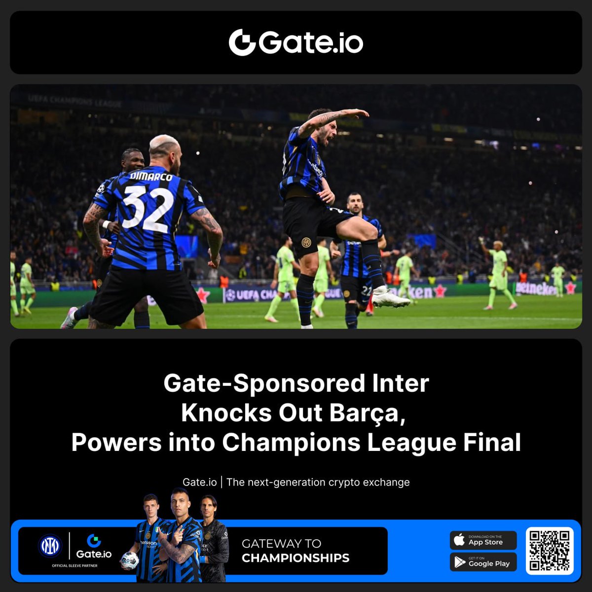 Mhykey_09's tweet photo. Football magic, crypto flair — Inter’s UCL final run gets a power boost with https://t.co/SdXMU1AmYt on the sleeve! 

#GateioInter #GatewayToChampionships #ForzaInter #UCL https://t.co/JQuah3YYpW