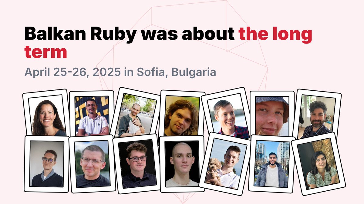 BalkanRuby's tweet image. Enjoy the videos for both Balkan Ruby 2025 days at youtube.com/playlist?list=….
Balkan Ruby 2026 will be held in Sofia from May 15 to 16, 2026. Stay tuned for more details.