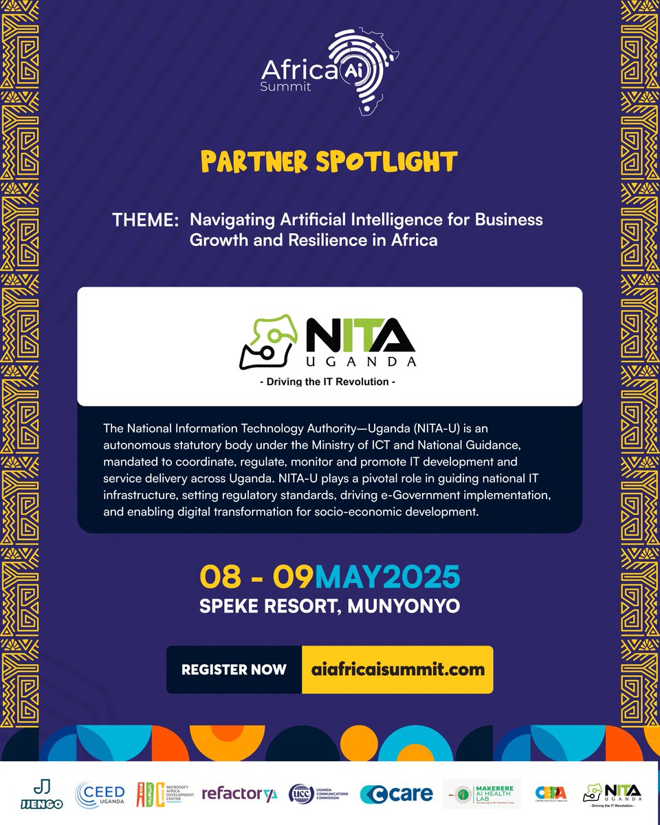 NITA-Uganda (@nitauganda1) on Twitter photo NITA-U is proud to be Strategic Tech Partner at <a href="/AfricaAI_Summit/">Africa AI Summit</a>. #AAIS2025!
We're powering Africa's AI future with high-speed internet at the summit & contributing to the digital dialogue on AI for business resilience.
Speke Resort, Munyonyo | 🗓️ 8–9 May, 2025
#DigitizeUG NITA-U is proud to be Strategic Tech Partner at <a href="/AfricaAI_Summit/">Africa AI Summit</a>. #AAIS2025!
We're powering Africa's AI future with high-speed internet at the summit & contributing to the digital dialogue on AI for business resilience.
Speke Resort, Munyonyo | 🗓️ 8–9 May, 2025
#DigitizeUG