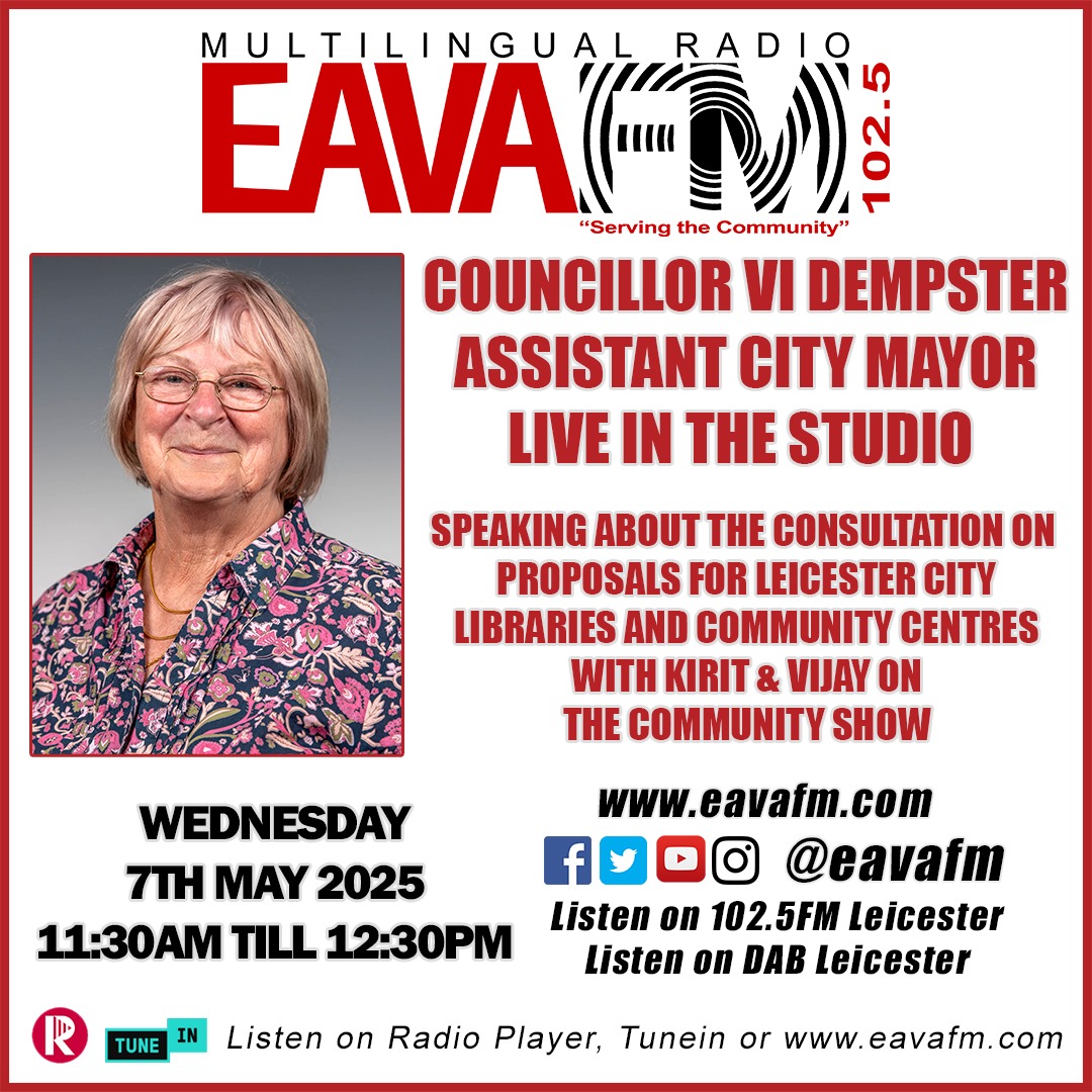 EAVA FM 102.5 (@eavafm) on Twitter photo SPECIAL INTERVIEW ON EAVA FM 102.5 TODAY AT 11:30AM with Councillor Vi Dempster <a href="/Leicester_News/">Leicester City Council</a> on the current public consultation on: Proposals for Leicester city libraries and community centres
consultations.leicester.gov.uk/communications…
Please do share with the community. SPECIAL INTERVIEW ON EAVA FM 102.5 TODAY AT 11:30AM with Councillor Vi Dempster <a href="/Leicester_News/">Leicester City Council</a> on the current public consultation on: Proposals for Leicester city libraries and community centres
consultations.leicester.gov.uk/communications…
Please do share with the community.